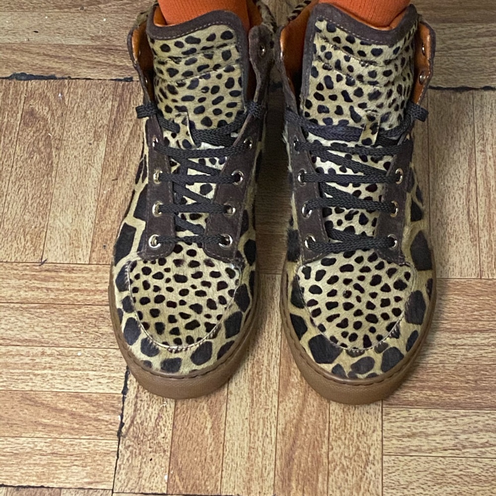 MULBERRY GIRAFFE PRINT PONY HAIR SNEAKERS